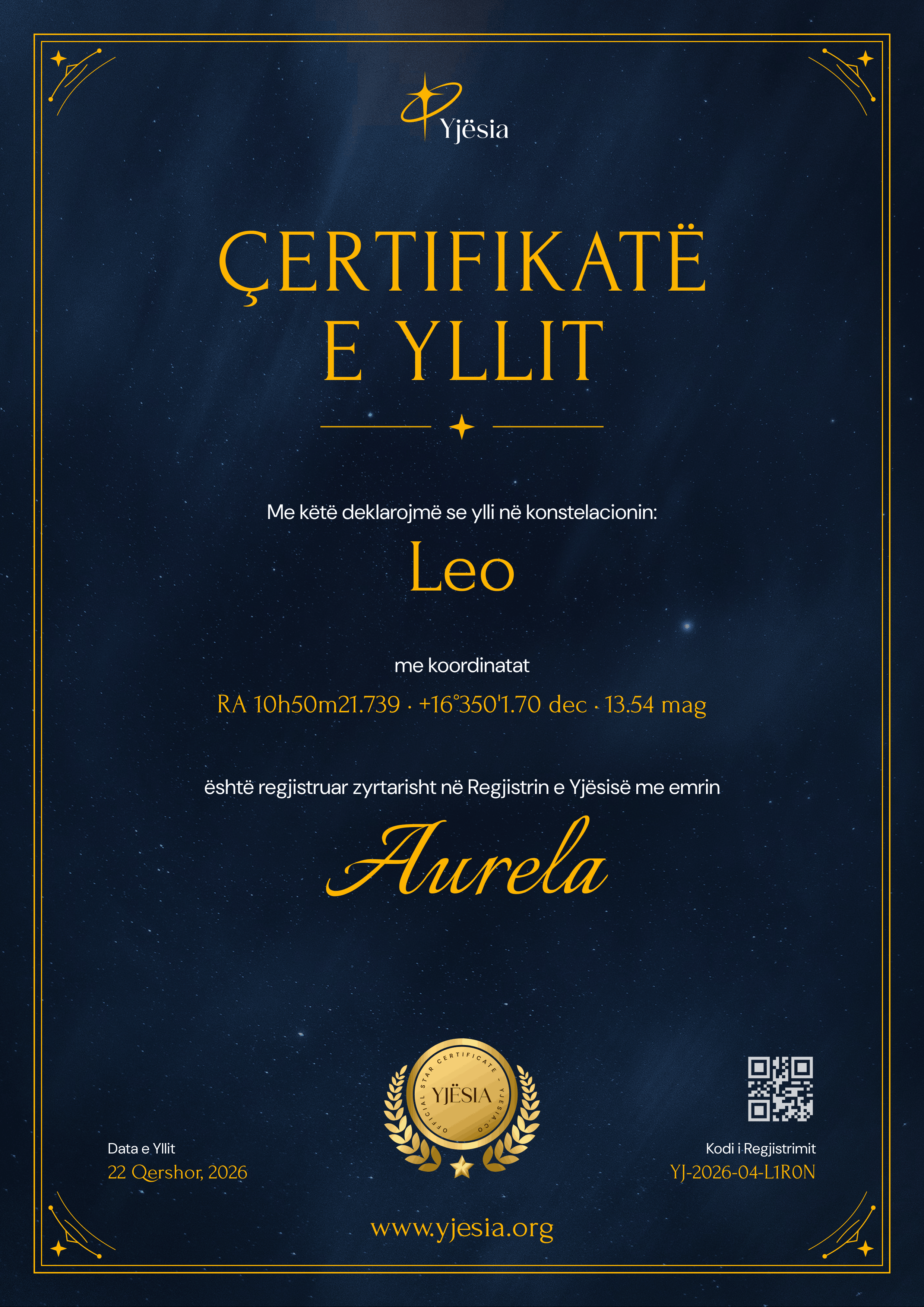 Yjësia certificate